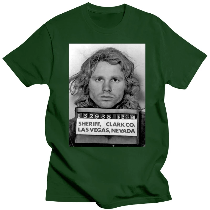 Kemeja Jim Morrison Mugshot Kaus Uniseks Retro Vintage Jim Morrison