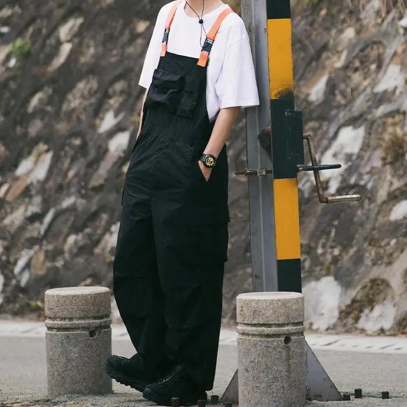 

Workwear Trousers Overalls Loose Young Slim Lovers' Suspenders Multiple Pockets Cargo Pants Wide-leg Jumpsuits