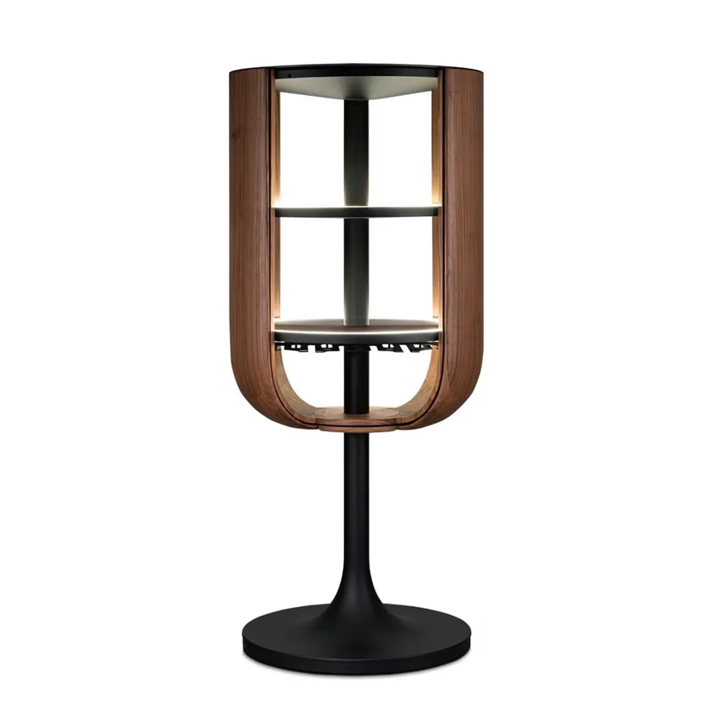 Italian light luxury wooden revolving door wine cabinet villa creative stainless steel living room high-end storage display cabi