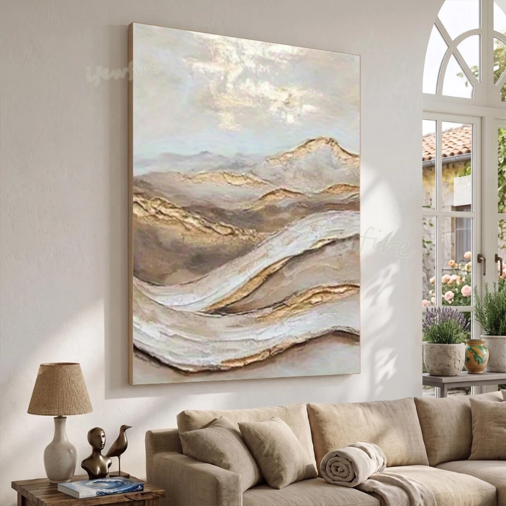 Modern Abstract Oil Painting on Canvas Handmade Natural Mountains Mural Thick Layer Wall Art Picture for Living Room Decor Image