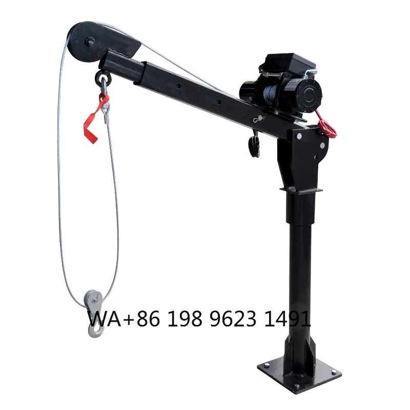 1000kg 6000lb 12V Foldable Mini Pickup Truck Crane Electric Winch Small Truck Lifting Hoist for Garage Use