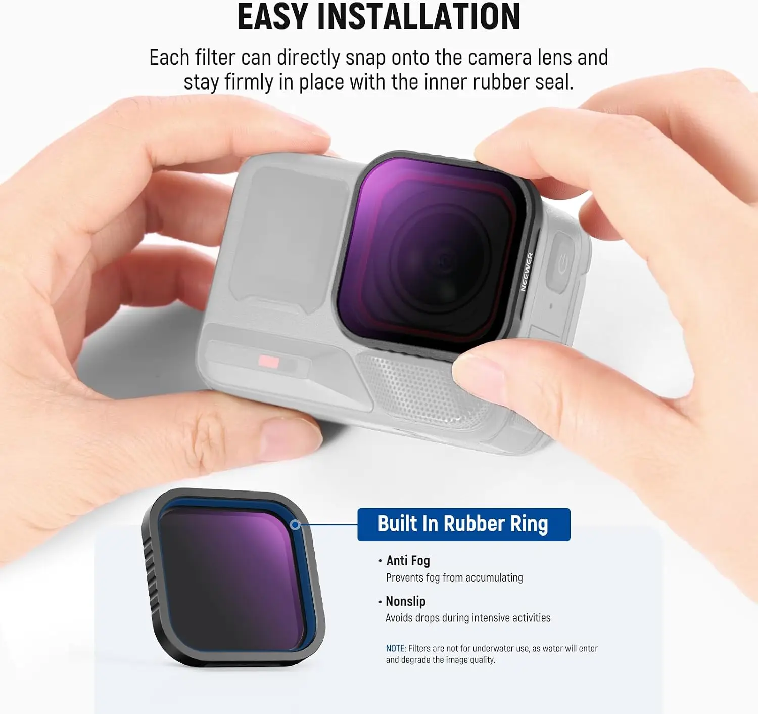 NEEWER 4-teiliges Set mit polarisierten ND-Filtern für Insta360 Ace Pro/Ace Pro 2, ND8/PL, ND16/PL, ND32/PL, ND64/PL, nicht für runde oder achteckige Objektive geeignet. – Detail 5