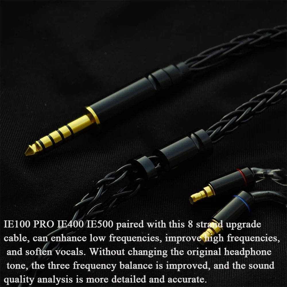 Cable IE100 PRO IE400 IE500 con micrófono cable ie100 3,5 4,4 equilibrio 2,5mm OCC plateado actualización cable de 8 núcleos