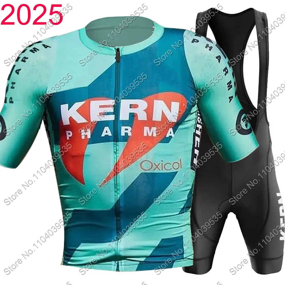 

Комплект велосипедного трикотажа Kern Pharma Team 2025 года, летняя мужская одежда для велосипеда, испанская одежда, рубашки для шоссейного велосипеда, костюм, велосипедные нагрудники, шорты MTB Maillot
