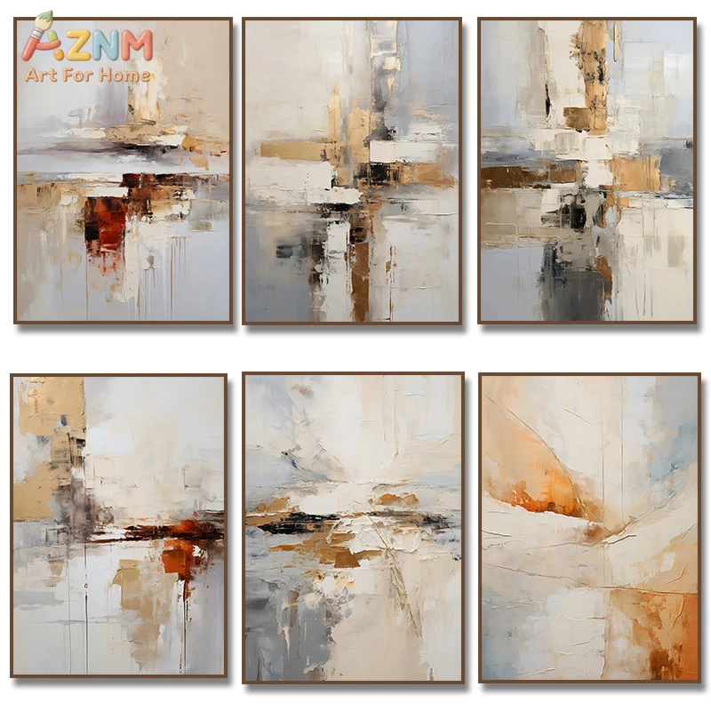 Neutral Landscape Canvas Painting Prints, Abstract Textured Modern Minimalist Poster for Living Room Wall Home Decor Cuadros
