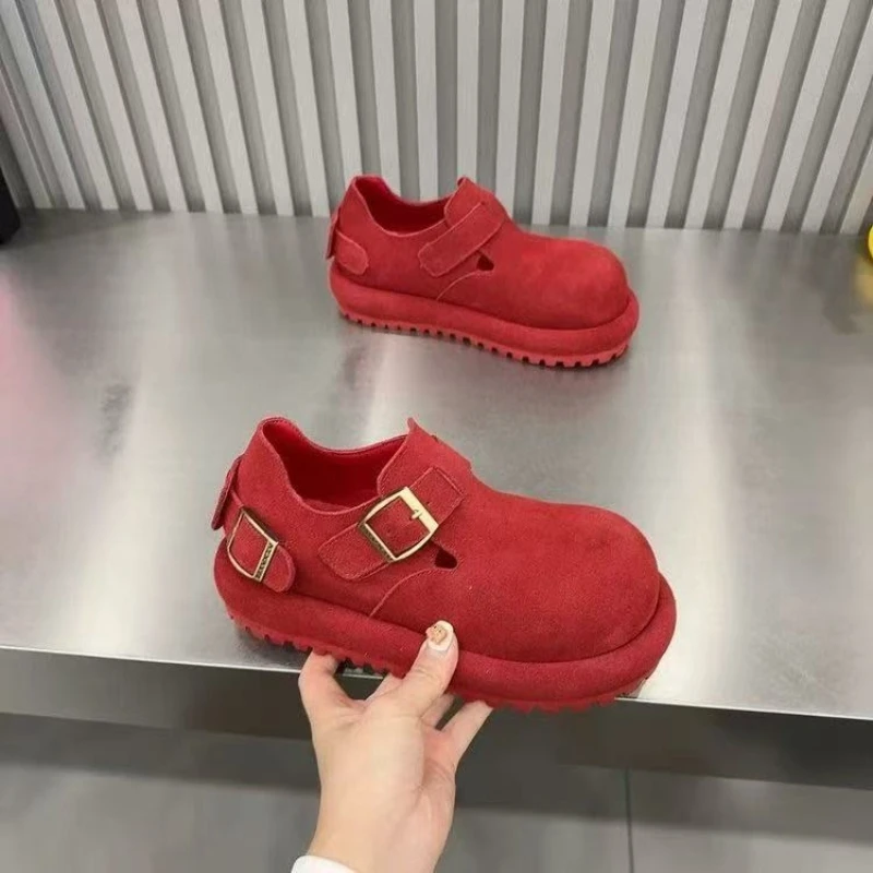 

Thick-soled Round-top Buckle Waterproof Platform Fashionable Versatile Comfortable Anti-slip Breathable Women's Single Shoes