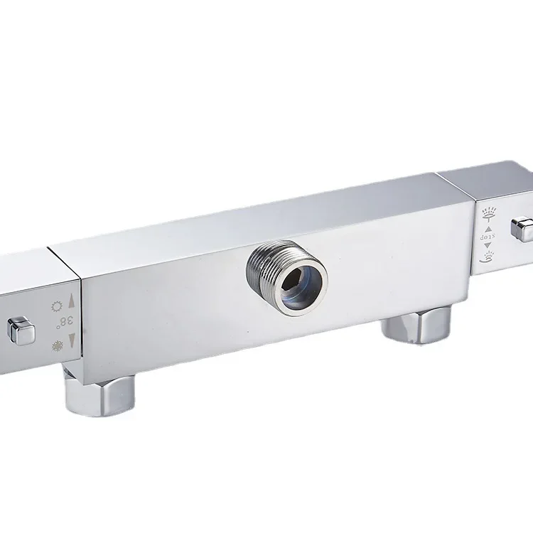 

Brass bathroom wall type intelligent constant temperature shower faucet 38 ℃ temperature control anti-scalding square water