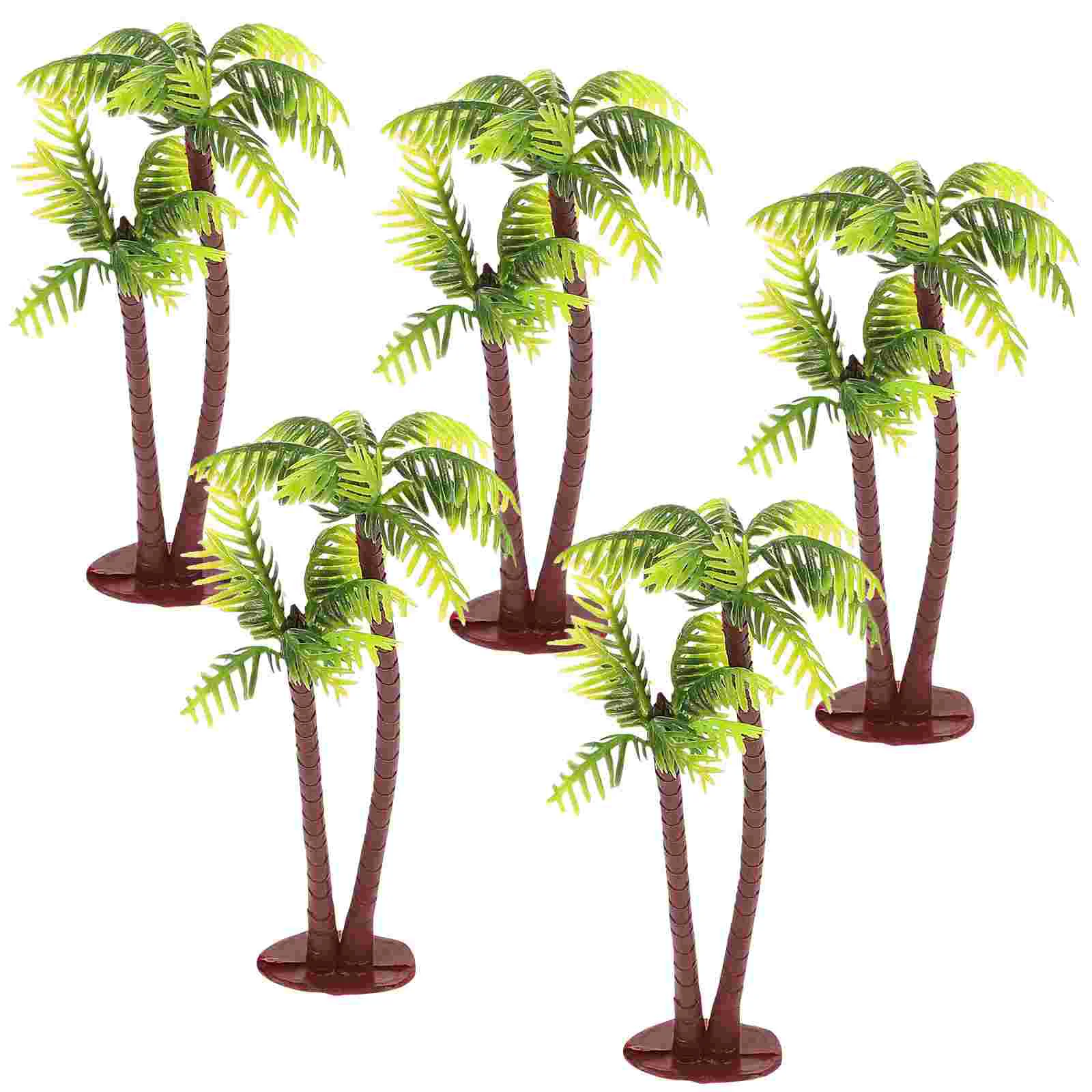 

5 Pcs Simulated Coconut Tree Decoration Waterproof Plastic Realistic Shape Terrarium Bonsai Decor Mini