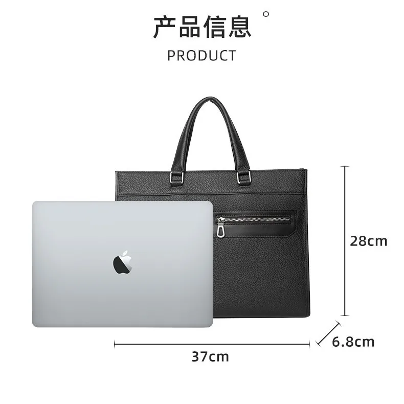 جديد حقيبة يد جلدية حقيقية رجال الأعمال جودة حقيبة واحدة سحب الطبقة العليا جلد البقر الأفقي سعة كبيرة حقيبة لابتوب