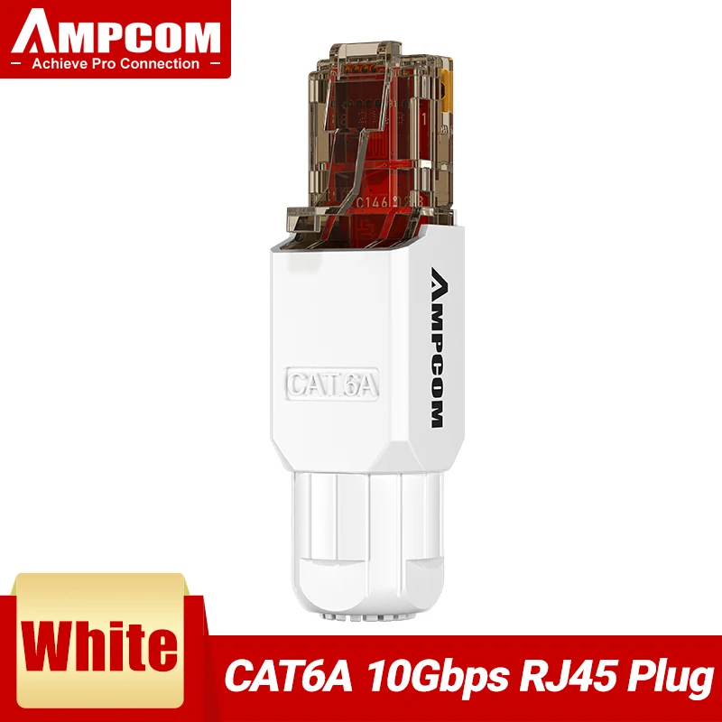 AMPCOM RJ45 Connector Tool Free CAT6A CAT6 10Gbps UTP Veldmodulaire Plug Tool Free Ethernet Herbruikbare Eindconnector Lan Plugs 1 stuk