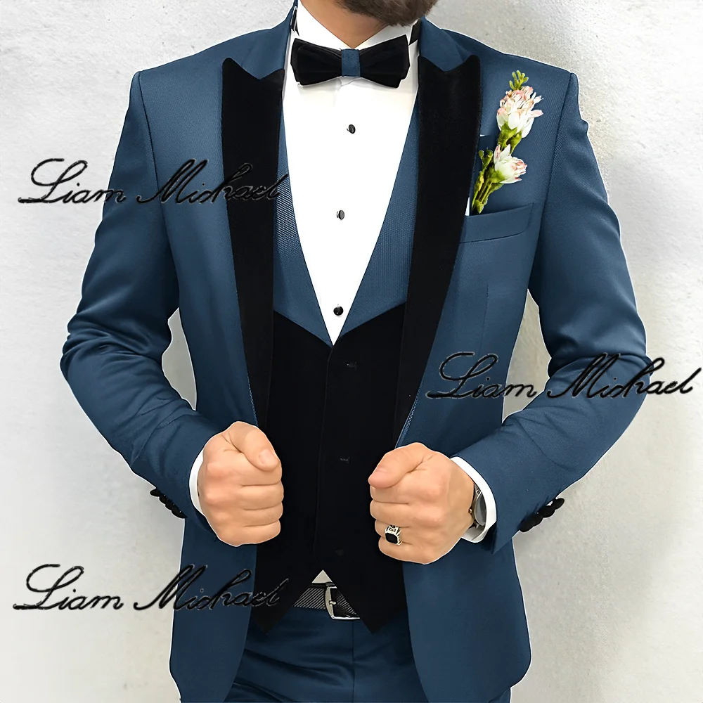 High Quality Customized Men\'s Suit 3 Piece Suit Jacket Pants Vest Wedding Groom Tuxedo Formal Party 2024 Blazer Dress for Men