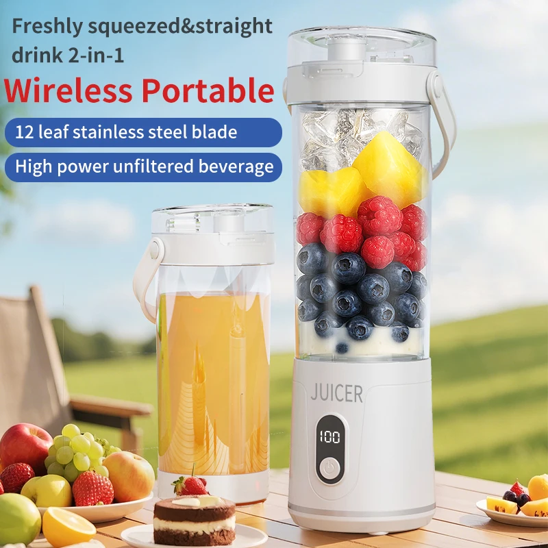 Licuadora portátil, exprimidor eléctrico de 600ML, mezcladores de frutas, batido recargable por USB de 4000mAh, licuadora de frutas frescas para exteriores, jugo Personal