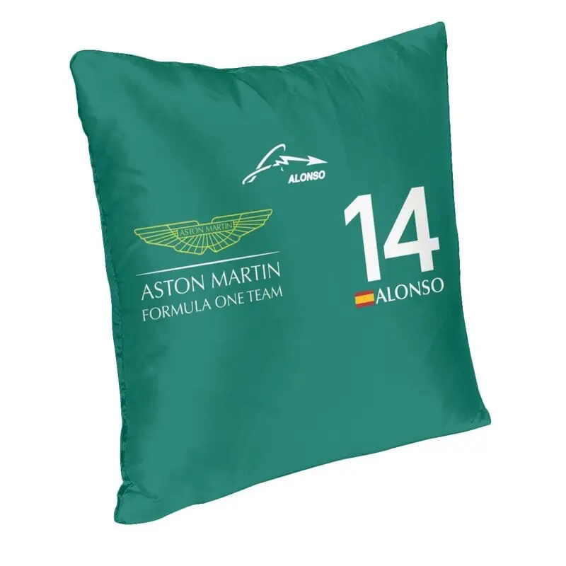 Fernando Alonso 14 Aston Martin Cushion Cover 45x45 Home Decorative 3D Printing Throw Pillow Case for Car Double Side