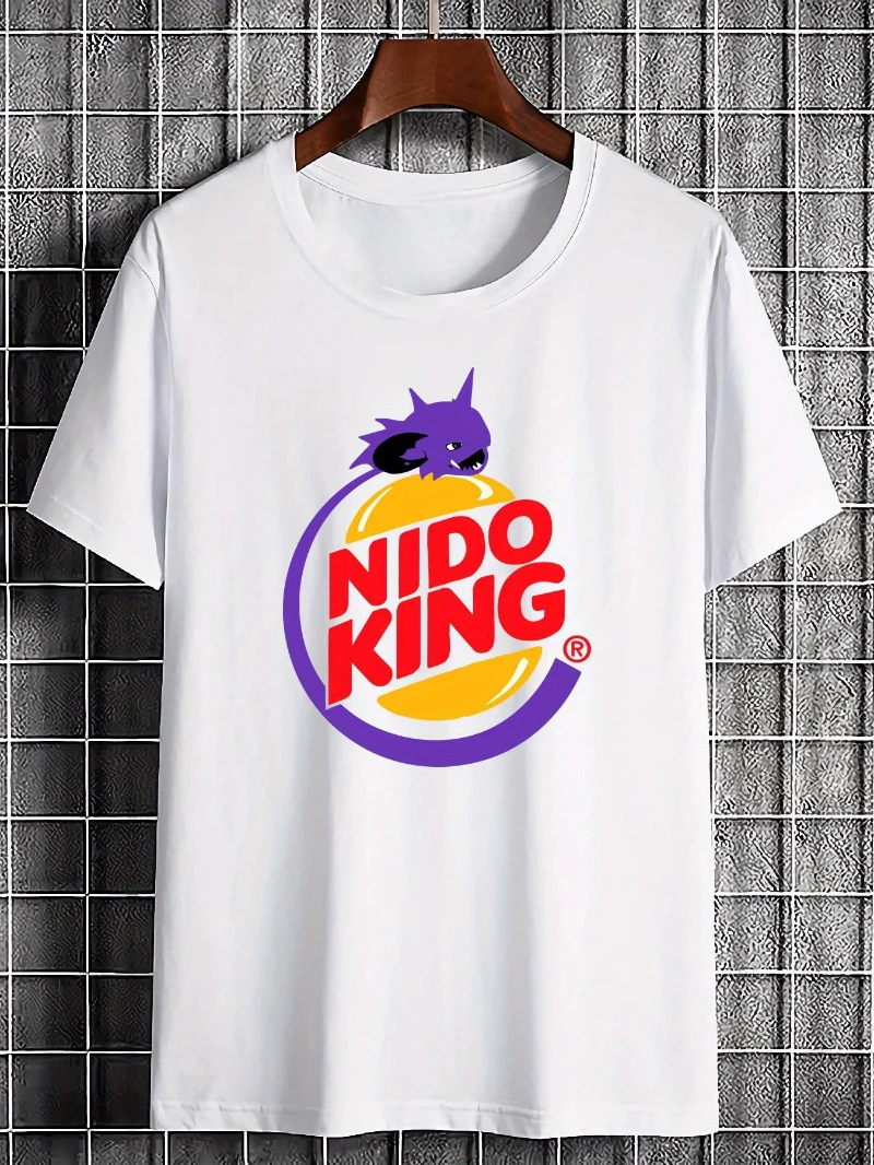 Nidoking Monster Game Print T-shirt - Retro video game T-shirt with eye-catching Nidoking logo. Casual street style, unisex.