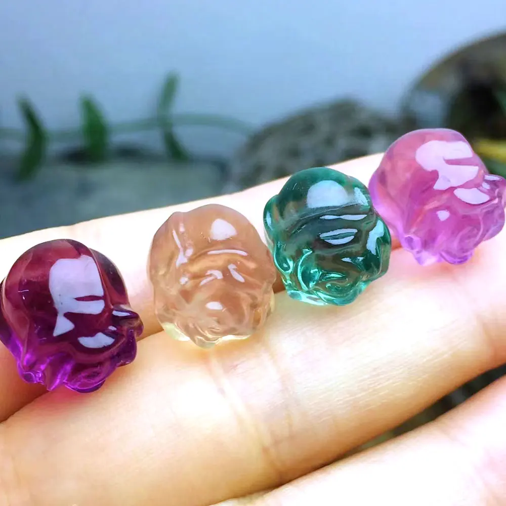 

Natural Stone Rainbow Fluorite Rose Flower Crystals Healing Crystal Stone Gemstone Carvings Reiki Home Decor Energy Meditation