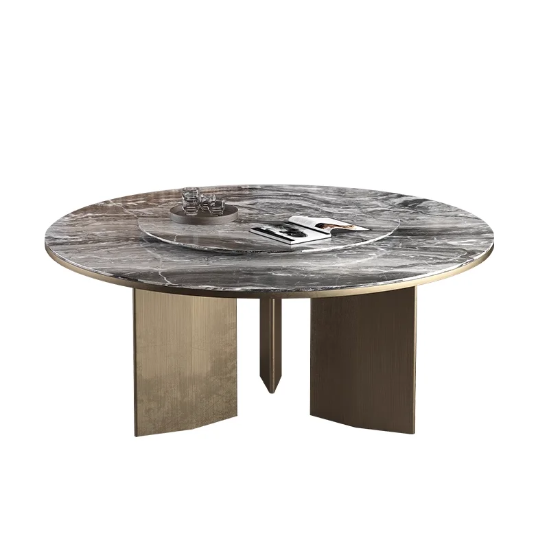 

Table and chair combination high-end round table villa modern minimalist circular dining table