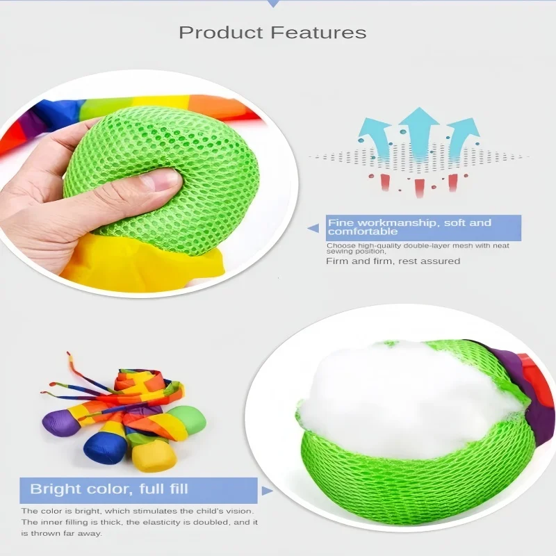 95cm 레인보우 테일 볼 친환경 패브릭 샌드백 유성 공 안전 캐치 테일 소프트 볼 학교 감각 훈련 어린이 장난감