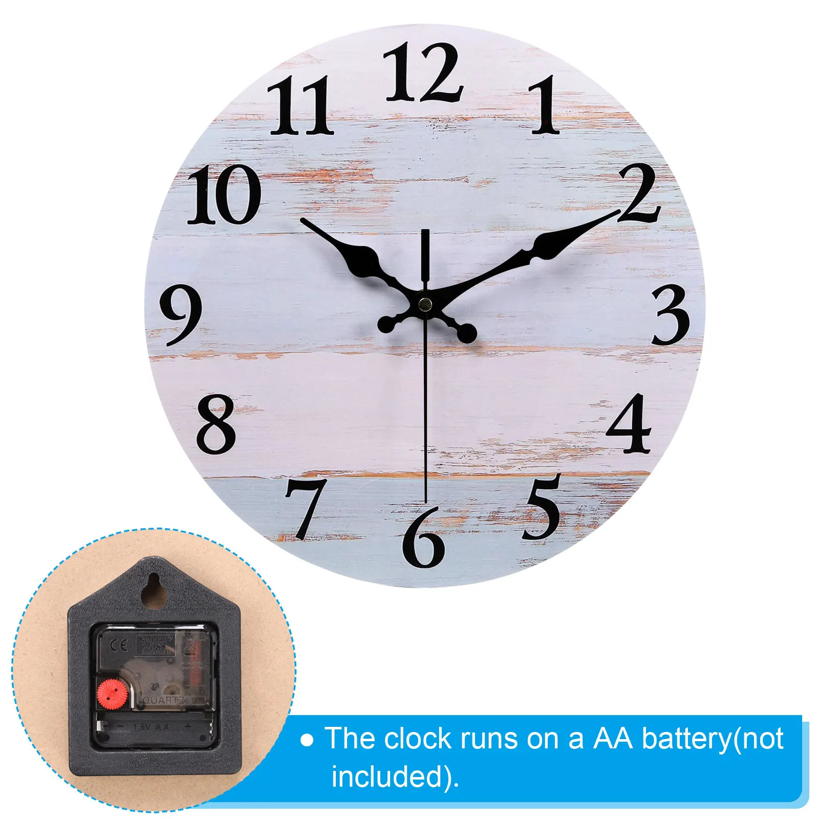 Jam dinding kayu 10 inci, hiasan Retro Quartz senyap anti-benturan untuk rumah ruang tamu kamar tidur kamar mandi