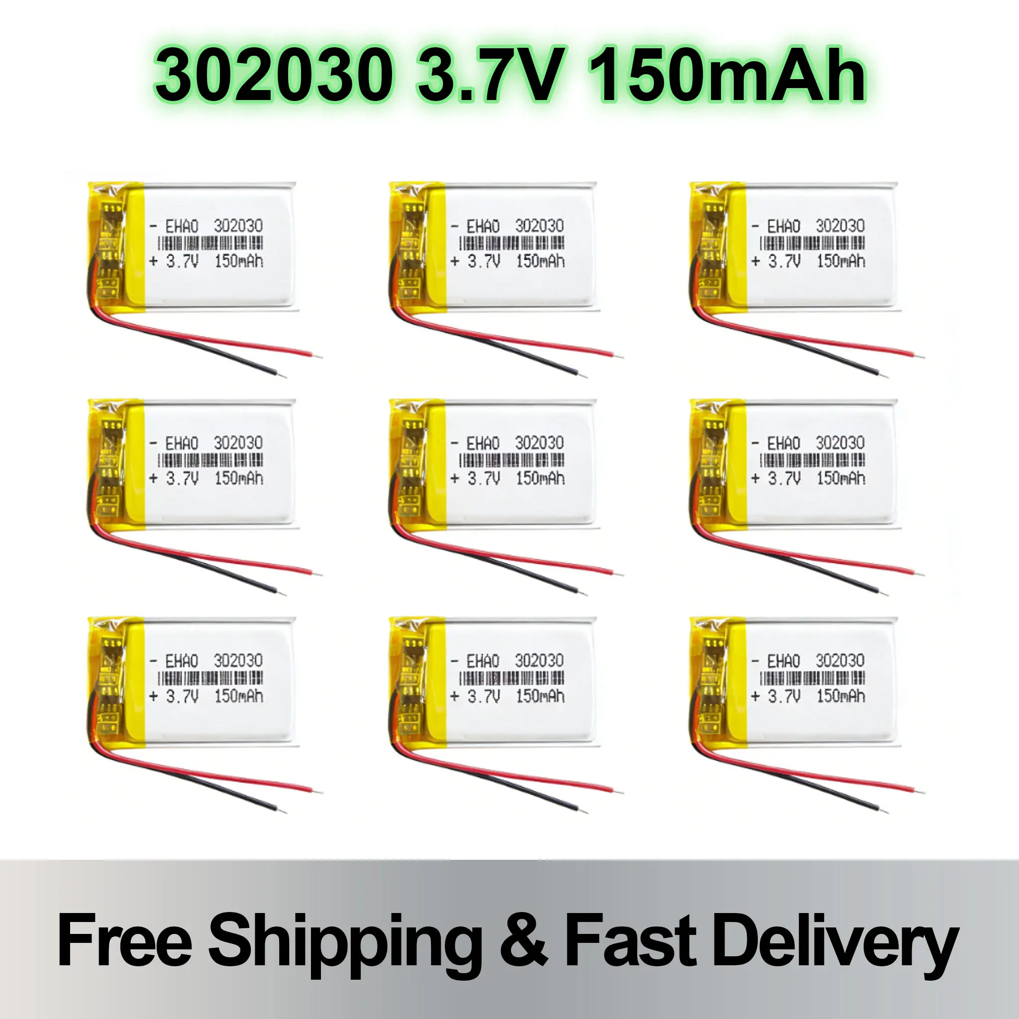 

Rechargeable 3.7V 150mAh Lipo Battery 302030 032030 For Bluetooth Speaker Headset MP3 GPS Camera