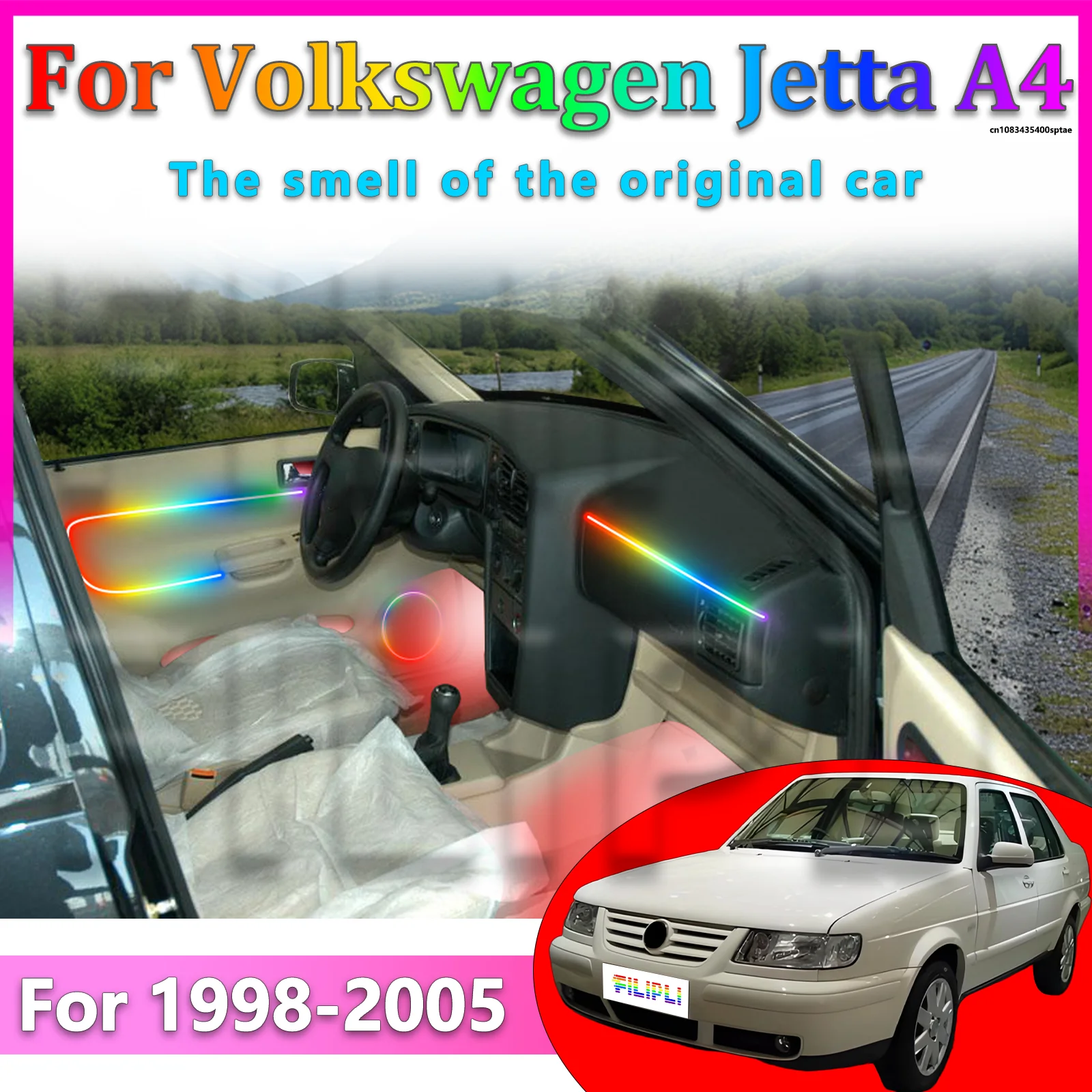 Para VW Jetta 98-05: Kit de Iluminação Ambiente LED RGB de Grau Elite para Interior Automotivo com Sinfonia de Cores e Aplicativo, Layout Contínuo para Aprimoramento do Conforto da Cabine