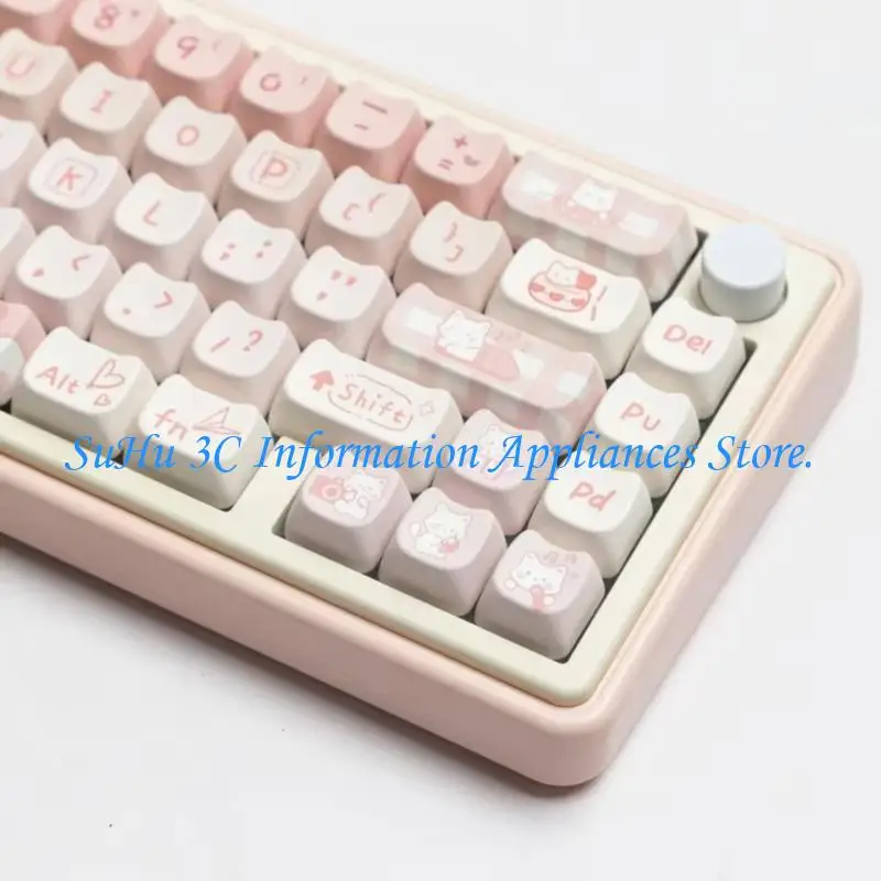  134PCS Lovely Party Kitten Keycaps MAO Height for Mechanical Keyboard Customization