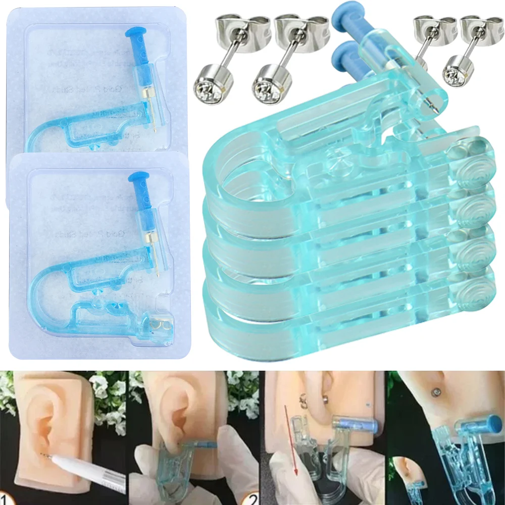 20/1PCS Blue Ear Piercing Gun Kit Asepsis Disposable Healthy Safety Earring Piercer Tool Machine Kit Studs Nose Lip Body Jewelry
