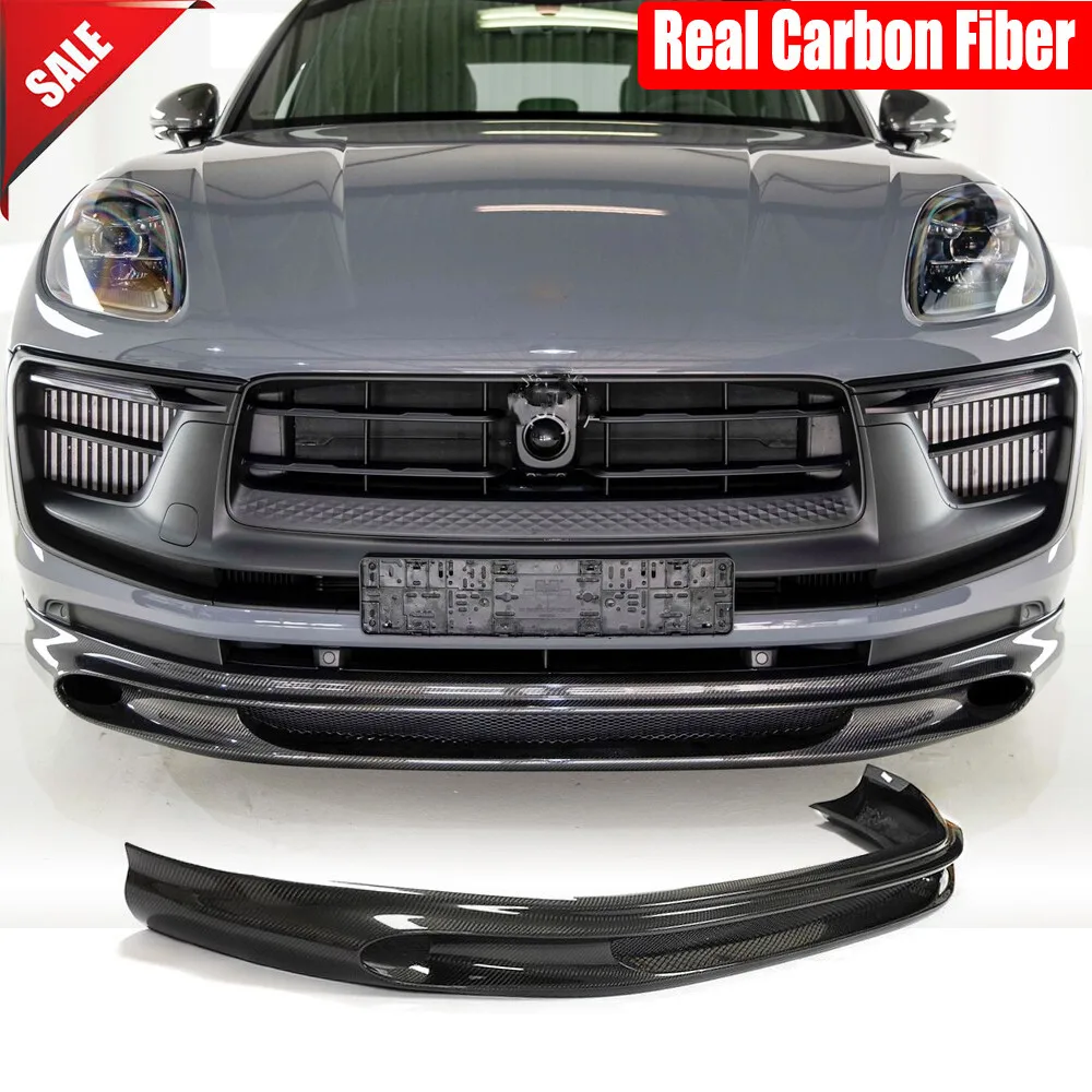 

For Porsche Macan GTS S Base T 2022-2024 Real Carbon Front Bumper Lip Spoiler Body Kits Car Accessories