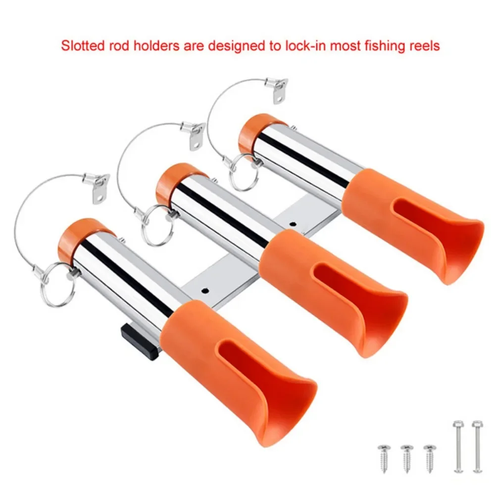 

304 Stainless Steel Three-hole Fishing Rod Holder, Bracket, Fishing Rod Barrel, Motor Boat Fishing Box Accessories