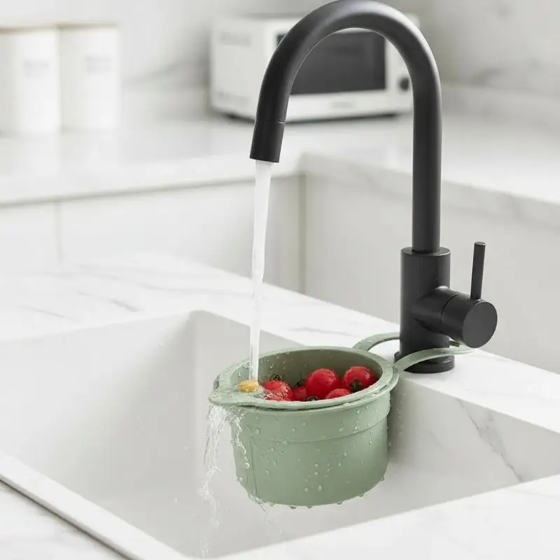 Hanging Kitchen Sink Strainer Openable Detachable Bottom Drain Basket Food Residue Filter for Veggies Fruits