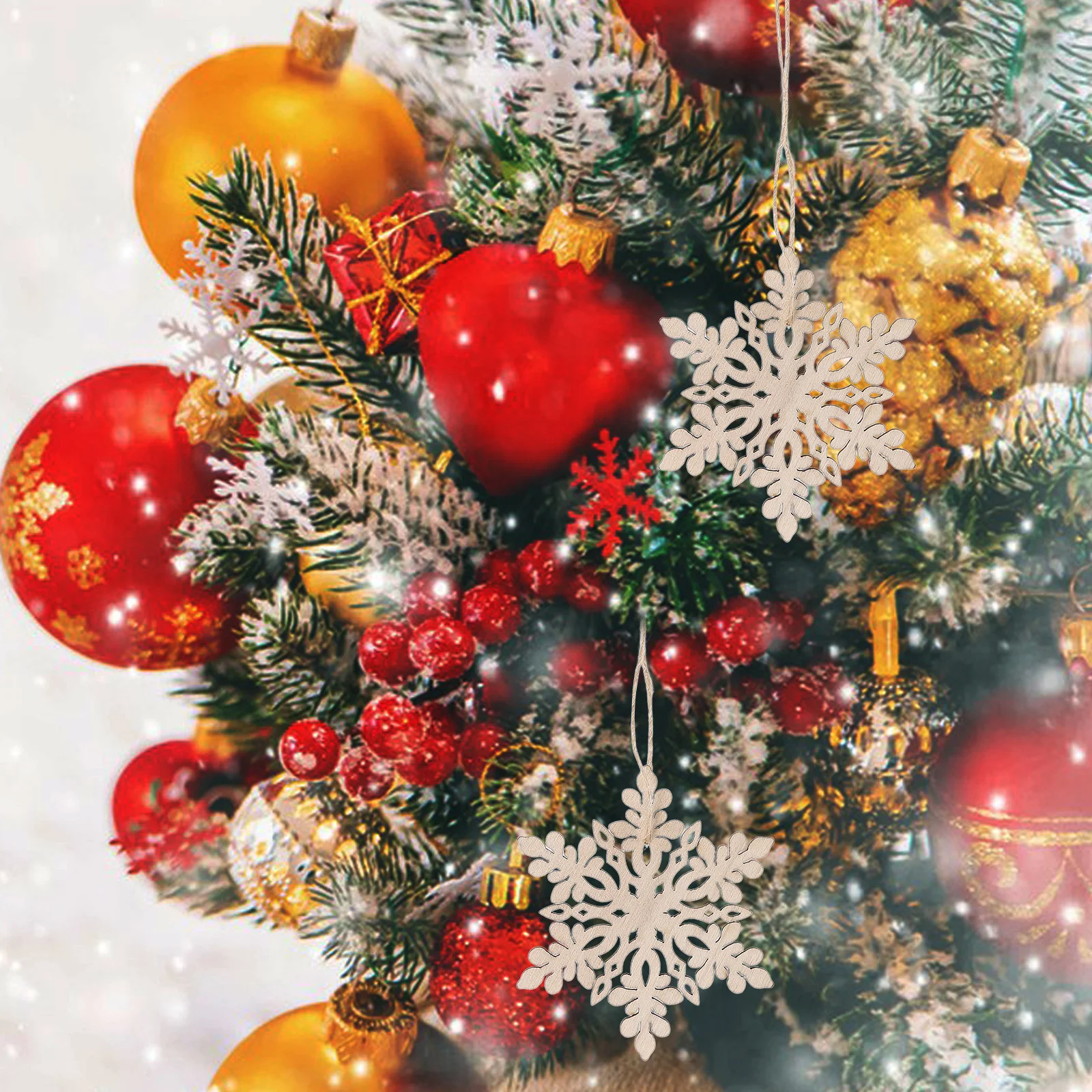 

10Pcs Wooden Snowflake Decorations Natural Hexagon Christmas Ornaments 80mm DIY Paint Stain Craft Supplies Christmas Ornament