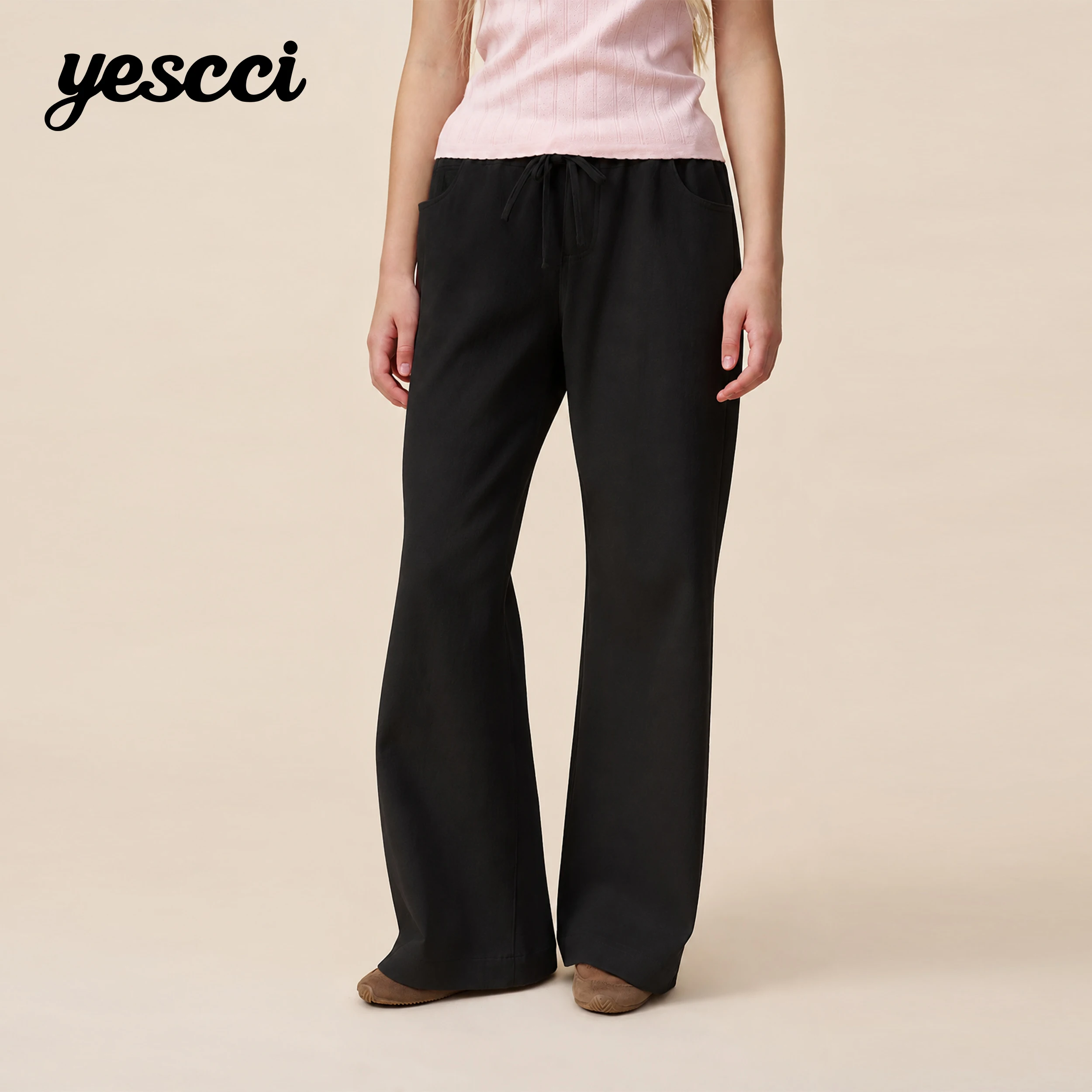 YESCCI Autumn New Woman Trousers Multi Pocket Fleece Lined Cotton Blend Woven Women's Pants Classic Basic Ladies Pants S55441162