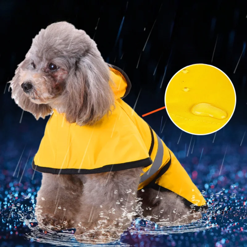 

Dog Raincoat Reflective Waterproof Clothes Hooded Jumpsuit Yellow Rainwear For Small Medium Large Dogs Pet Supplies