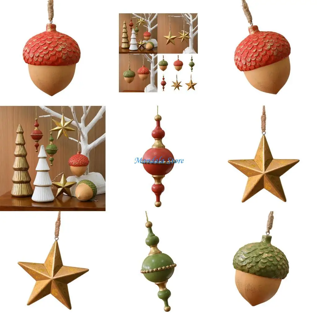 

U2JC Natural Christmas Hanging Star Ornament Nontoxic Decoration For Indoor Outdoors Christmas Party Fireplaces Door Decors