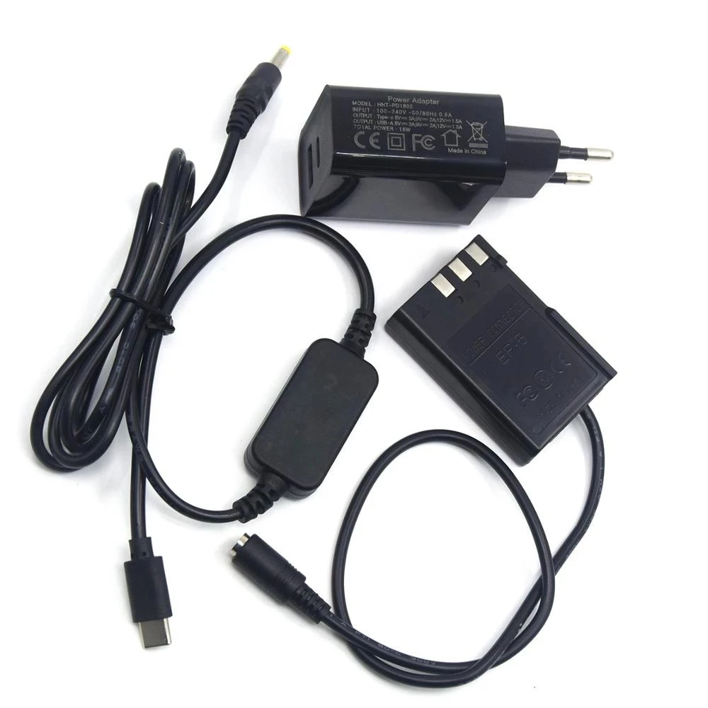 

Зарядный кабель USB Type-C + зарядное устройство PD + EP-5 EP5 EN-EL9 ENEL9, ручка постоянного тока для Nikon D40 D40X D60 D3000 D5000