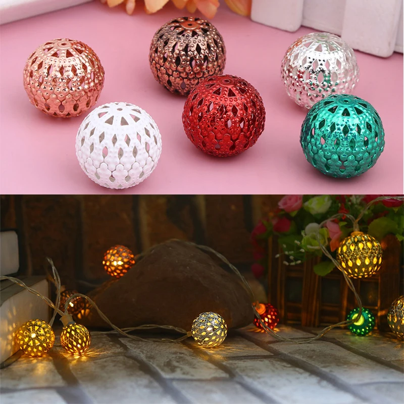 2000pcs 25 30 40mm Moroccan Ball Iron Cast Hanging Accessories For LED String Light Christmas Xmas New Year Light Up Decoration