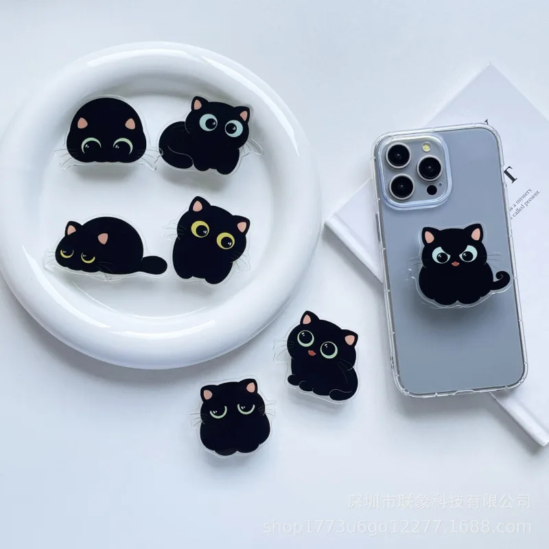 

Cute Acrylic Cat Phone Holder with Grip and Multi Expression Phone Holder
