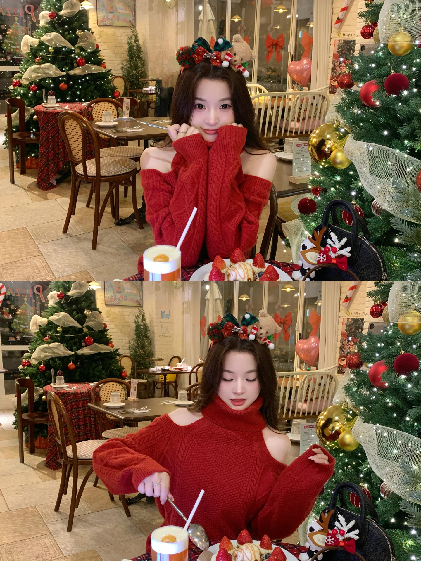 

Bnanana Cisas Theme Off-oulder Knitted Sweater Women's Loose Fit High Collar Long Sve Autumn Spring Faion Top