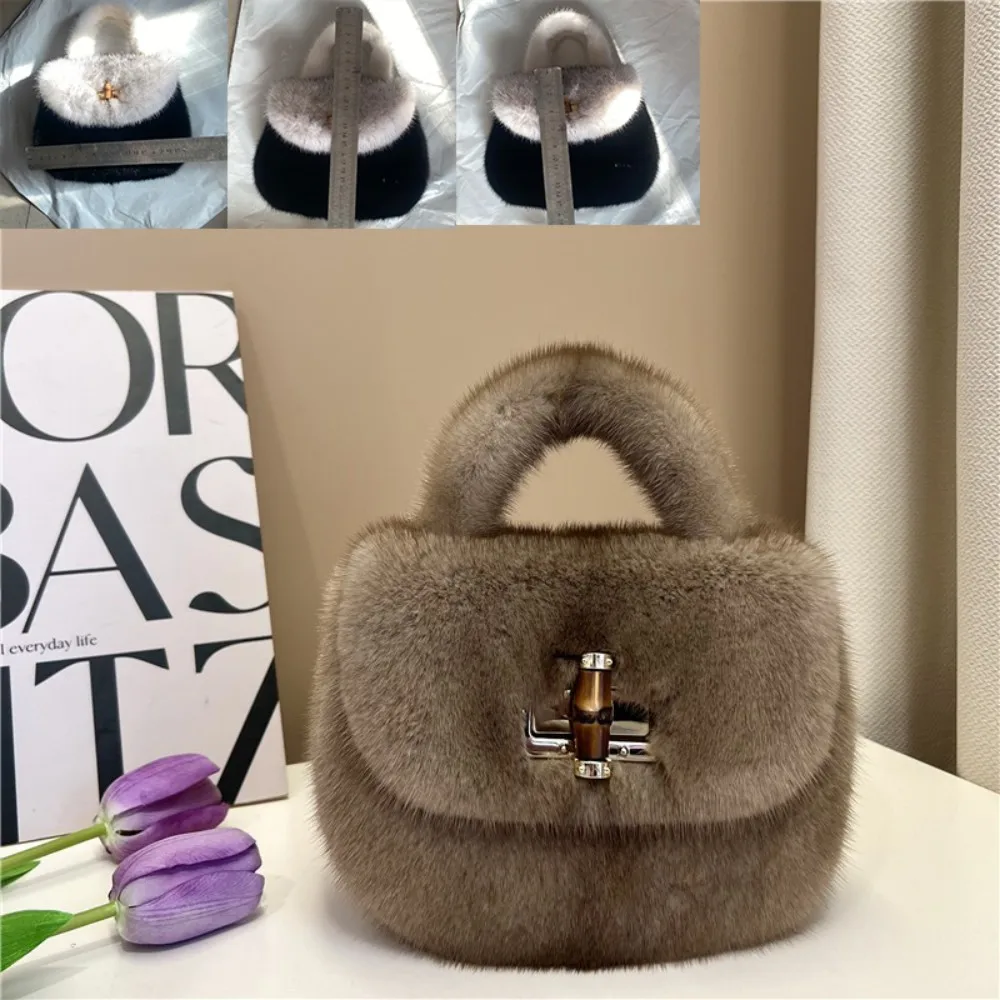 Damenhandtasche Luxus Natur Nerzfell Henkeltasche Schulter-Crossbody-Taschen für Damen 2026 Designer Hochwertige Echtpelz-Tragetasche – Detail 5