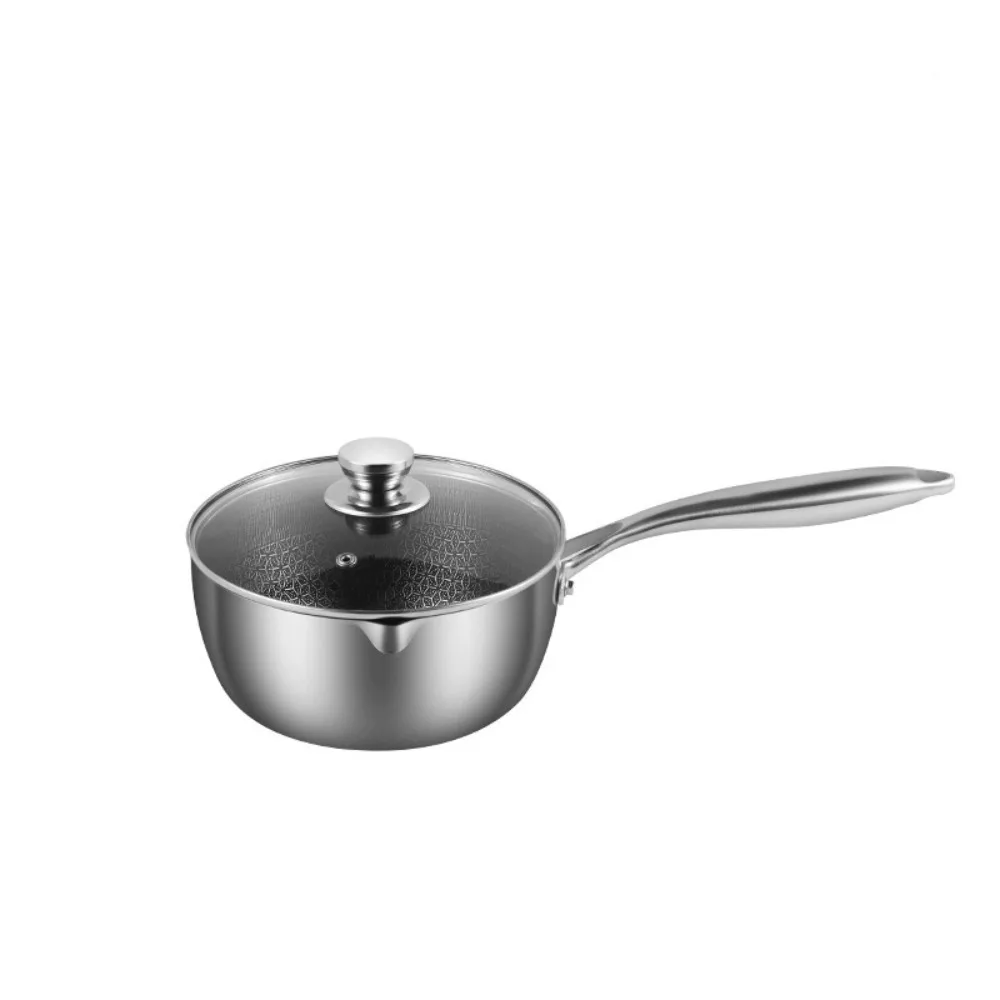 

Cookware Japanese Style Fryer Pan Versatile Silver Milk Pot with Lid Stainless Steel Saucepan Oil Pot