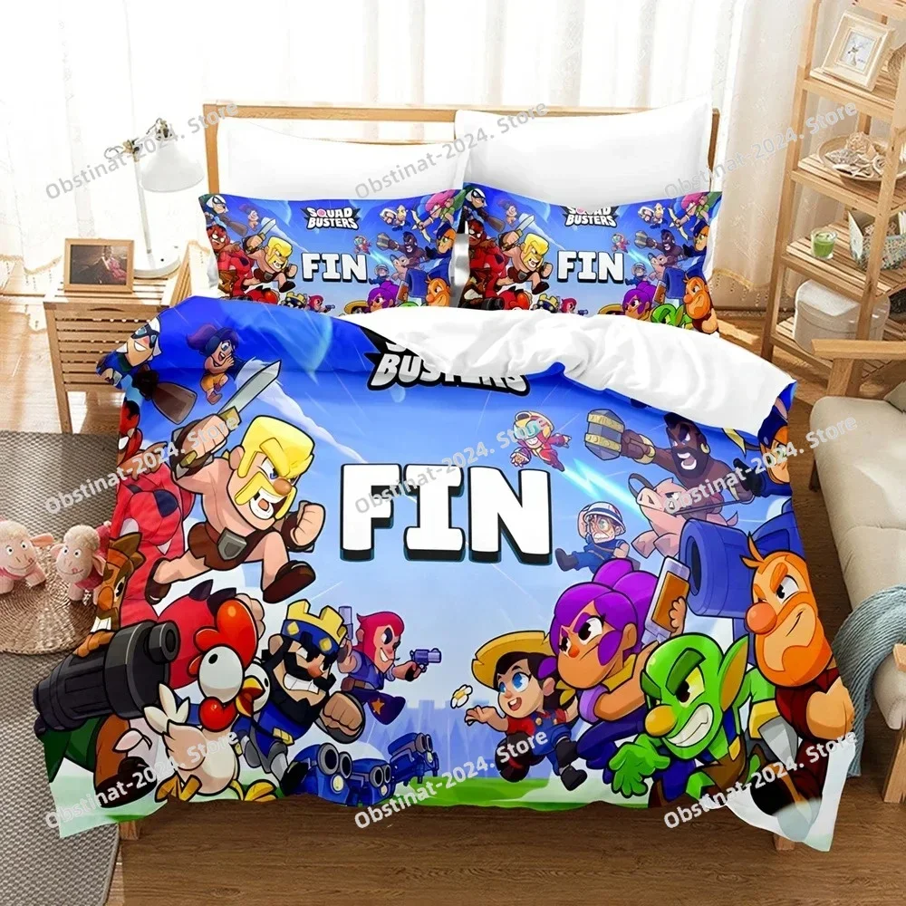 

3D Squad Busters Anime Demon Slayer Bedding Set Printed With Pillowcase Bed Duvet Cover Soft Single Double Queen Super King Size