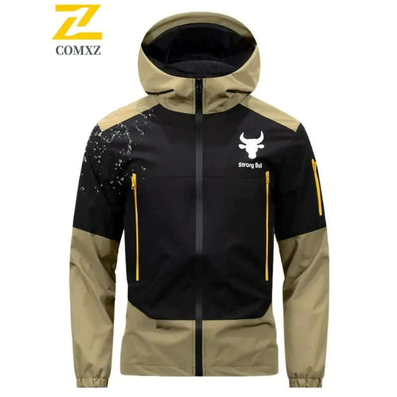 

Лыжные куртки в стиле Techwear, мужские водонепроницаемые тонкие уличные ветровки с капюшоном для кемпинга, пальто с несколькими карманами, износостойкая рабочая куртка