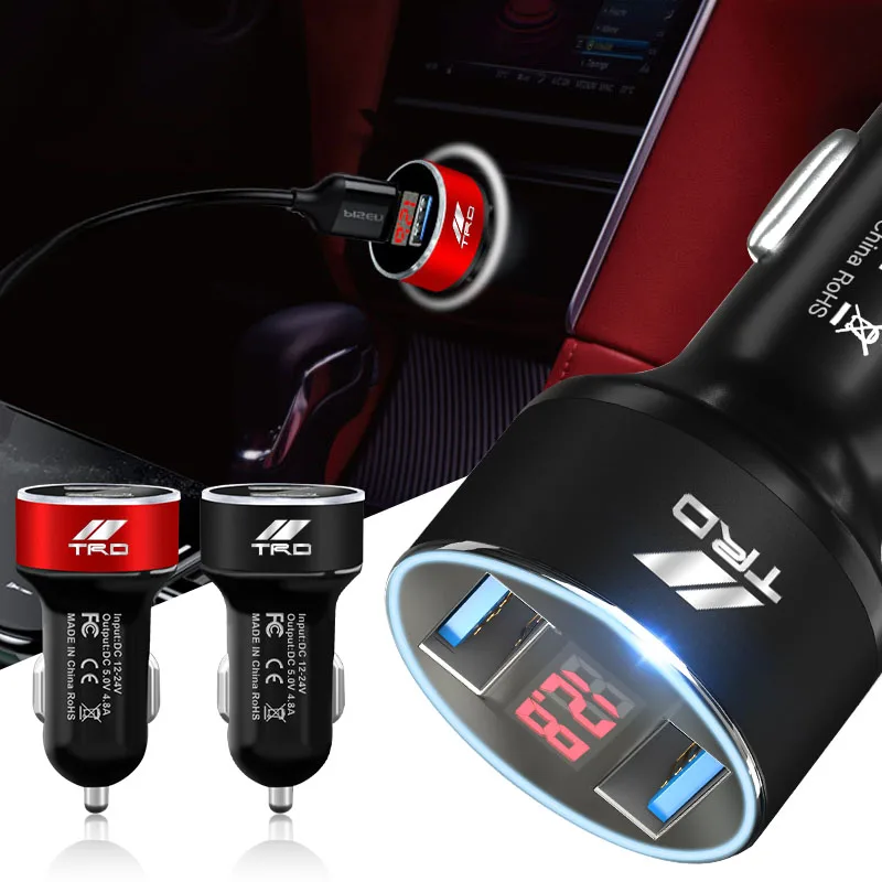 

2 USB-порта, быстрая зарядка, цифровой дисплей, автомобильное зарядное устройство, автомобильные аксессуары для Toyota Fortuner Verso Prius Hiace Yaris Trd Corolla GR