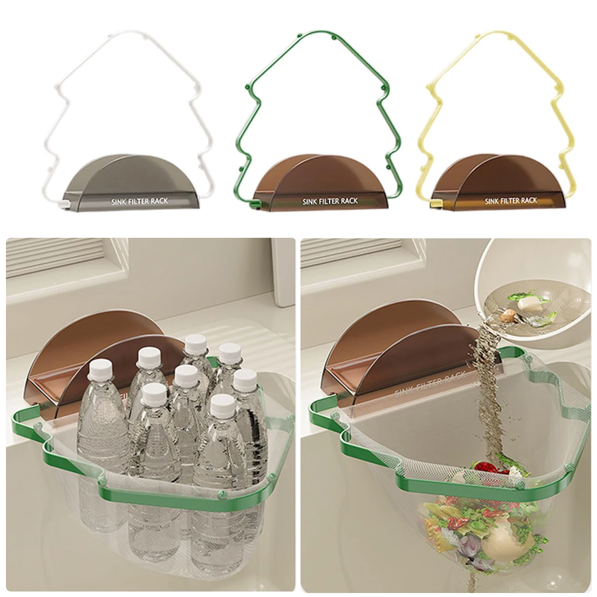 

Christmas Tree Net for Kitchen Sink - Large-Mouth Food Scrap Catcher & Drain Protector, Anti-Clogging Drainer with Storage Rack