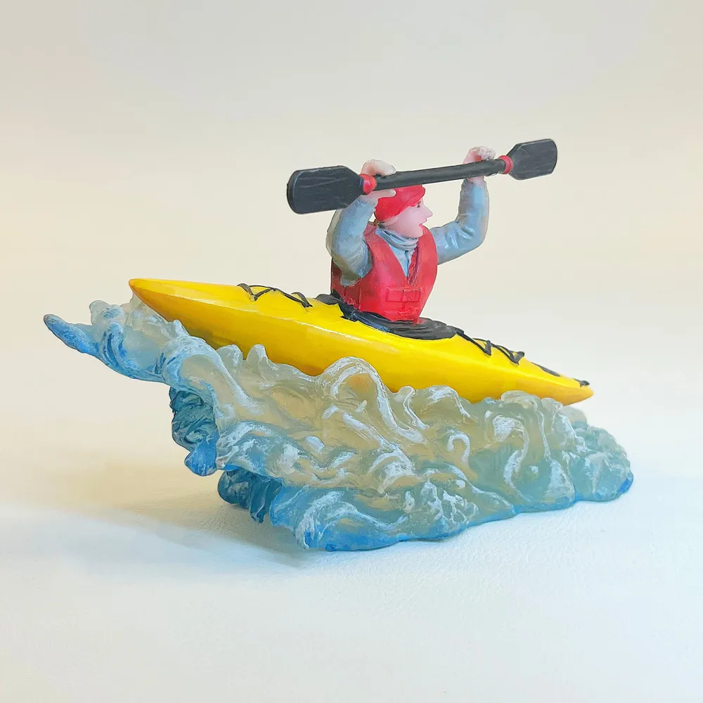 Resin Whitewater Kayaker Figurine, Racing The Rapids Kayak Statue, Outdoor Sport Desk Decor, Nautical Gift