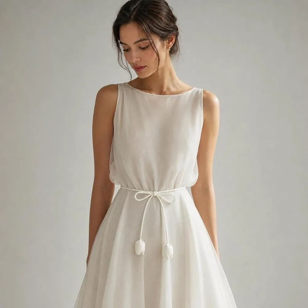 Stylish Cloth Tulip String Waist Belt Handmade Soft Fabric Dress Belt High-End Tie Up Waist Rope Dress Accessory