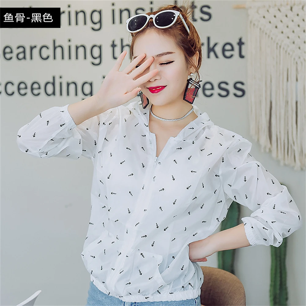 Short jacket women\'s Korean version of long-sleeved baseball jacket casual printed jacket sunscreen HX6666