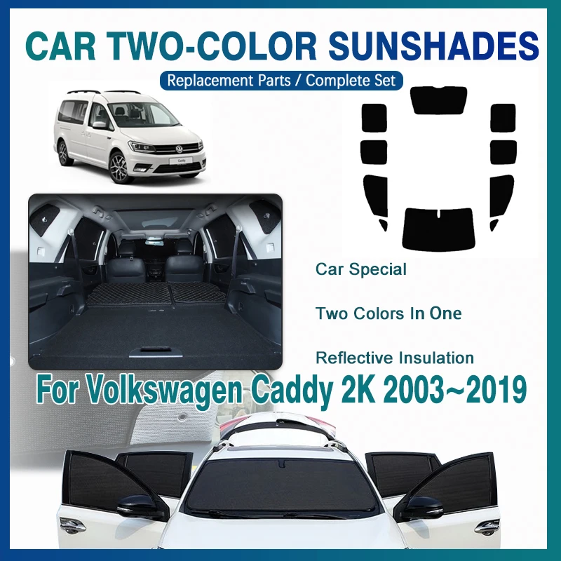 Cobertura do carro pára-sol capa para volkswagen vw caddy 2k maxi 2003 ~ 2019 preto prata em uma janela pára-sol capa acessórios automóveis