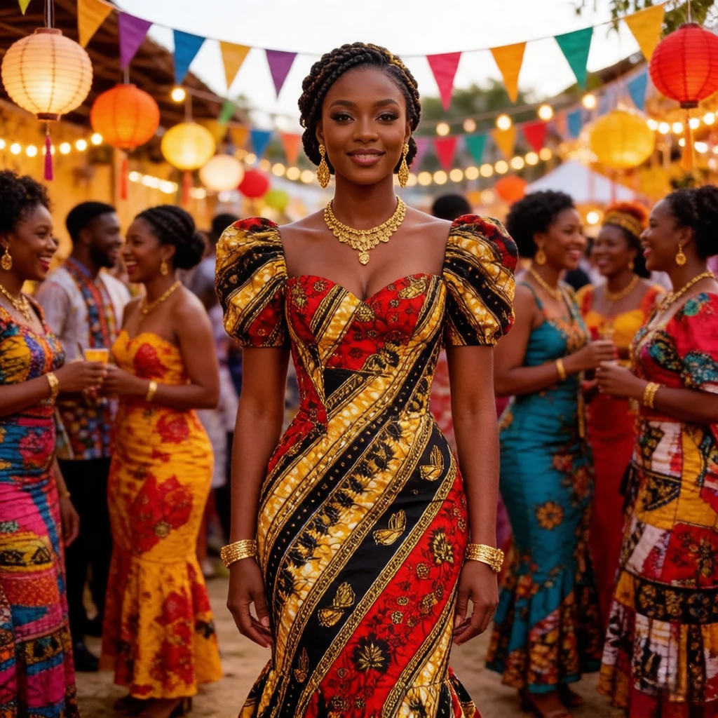 

Африканский голландский супер-восковой кружевной материал 6 ярдов - красно-золотисто-черный цветочный принт, ткань Анкара для женских платьев и праздничной одежды