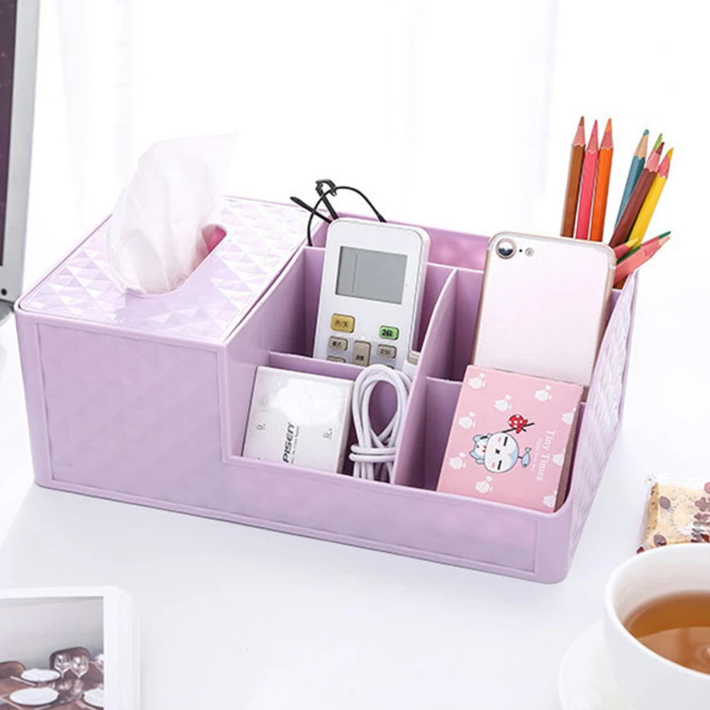 

Sturdy Plastic Tissue Box Multifunctional Storage Case Desktop Organizer For Jewelry Pens Glasses Home Office Use