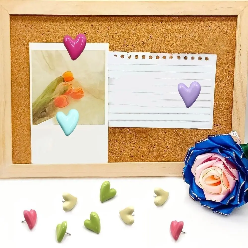 Portable 3D Irregular Heart Shape Pushpins Macaron Creative Thumb Tacks with Box Reusable Cork Board Pushpin School Stationery